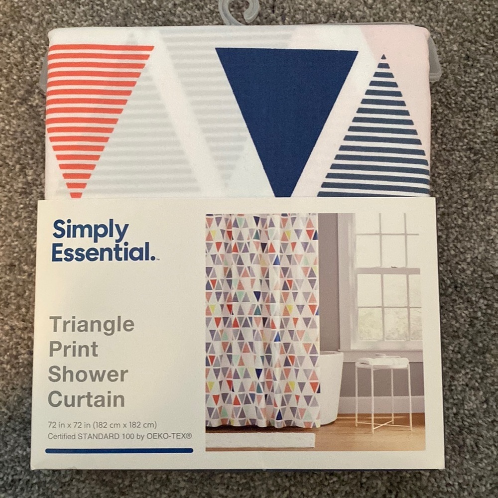 Simply Essential Triangle Print Shower Curtain Standard NEW